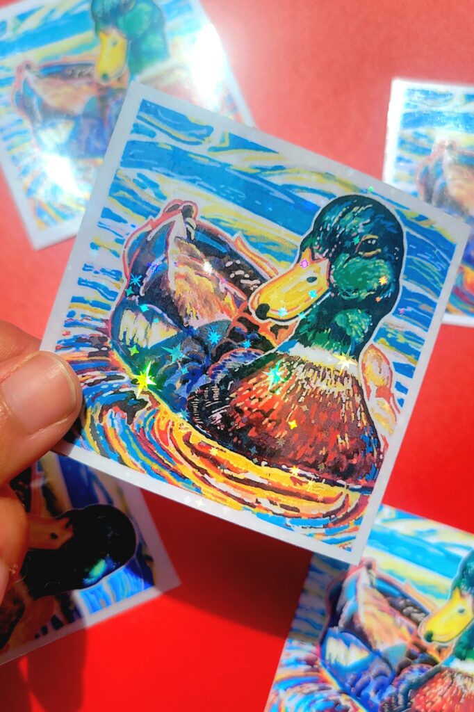 card with drawing of a duck